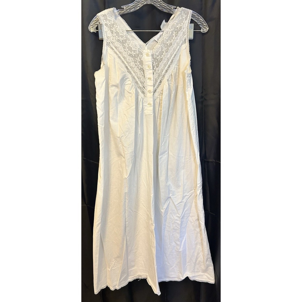 VTG White Cotton Nightgown M Romantic Cottagecore Lace Summer Boho Whimsy